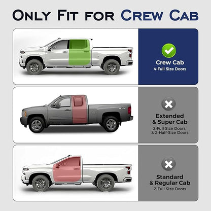 CreekT® for Chevy Silverado for GMC Sierra Floor Mats 2019-2025 2026 (Crew Cab Only, Fit with Rear Under-Seat Storage), All Weather Floor Mats for 1500/2500HD/3500HD Denali Bucket Seating Accessories