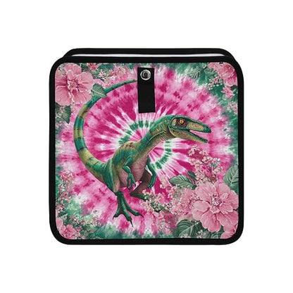 Car Trash Can Organizer Bin with Adjustable Strap for Back Front Seat Console Waterproof Leakproof Collapsible Portable 11 Inch Tie Dye Dinosaur Pink Green