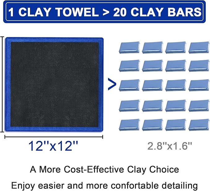 Clay Towel 2 Pack Auto Detailing - Fine Grade Microfiber Car Chamois Towel - DIY Detail Clay Bar Alternative