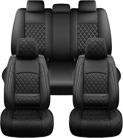 Car Seat Covers Compatible with Hyundai Accent 2017-2025 2026 - Full Set 5 Seats Luxury Leather All-Weather Seat Cushions & Protectors, Waterproof & Breathable, Airbag Compatible (Black)