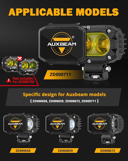 Auxbeam 4 Inch LED Pod Covers, Square Off Road Light Protective Covers, Black Cube Offroad Plastic Light Cover for Trucks Jeep