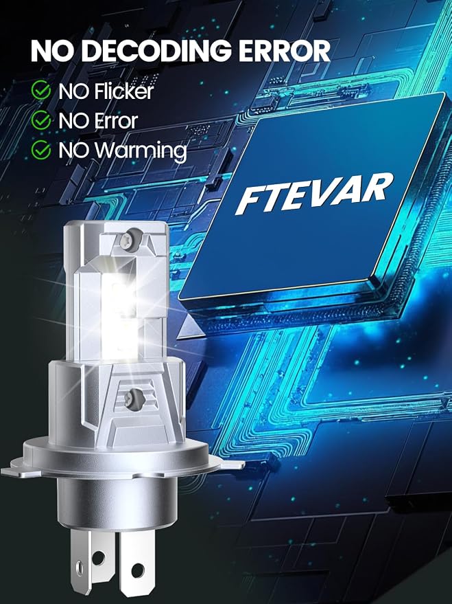 H4/9003 LED Bulbs, Fanless, Plug and Play, Pack of 2 | 30000LM Brightness, 6500K Cool White, 50,000+ Hour Lifespan, Fanless, 1:1 Mini Size, 6063 Aluminum, IP67 Waterproof