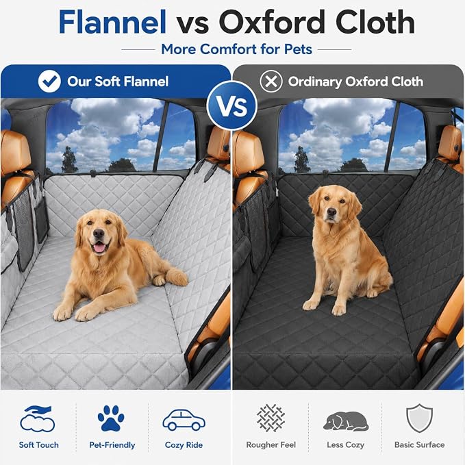 IJVAE Hard Bottom Car Seat Cover for Dog，Grey for Full Size SUV