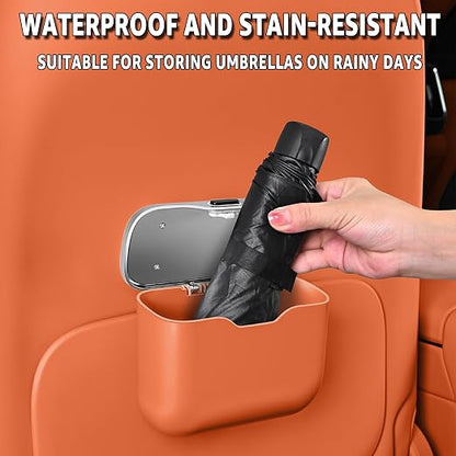 HOLDCY Car Trash Can, Waterproof Multi‑Functional Auto Trash Bin for Door/Console/Seat Back, Universal Vehicle Garbage Can for Car/Truck/SUV Drivers (Orange)
