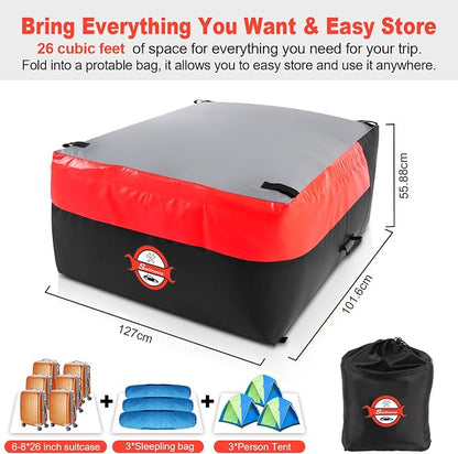 Sailnovo Truck Bed Cargo Bag, 26 Cubic ft Waterproof Cargo Bag for Truck Bed, Heavy Duty PVC Truck Cargo Bag Fits Any Truck Size with 6 Stretch Cord, Packing Bag (50''x40''x22'') Red
