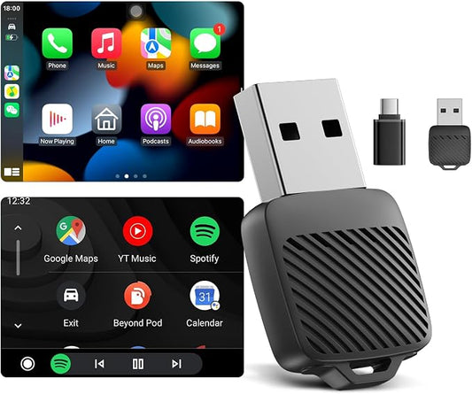 Spedal Mini Wireless CarPlay Adapter for iPhone, Compact 2-in-1 Android Auto Adapter with Fast Auto-Connect, Stable Low-Latency Wireless Performance, Plug & Play