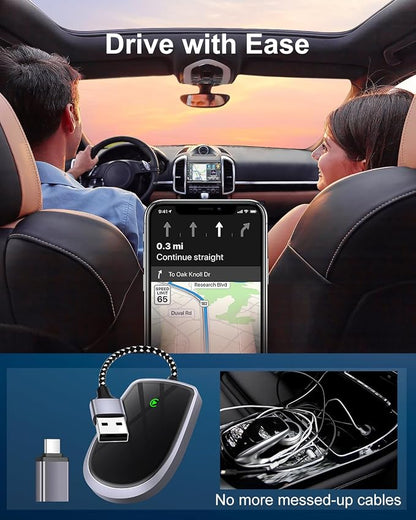 Wireless CarPlay Adapter for Apple iPhone, for Convert Wired to Wireless Car Play Adapter, USB A & C Connector, Compatible with OEM Wired CarPlay Vehicles & iOS 10+