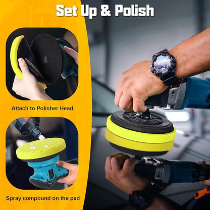 Polishing Pad, 3Pc Buffing Pads for Car Polisher Boat Compounding, Polishing and Waxing (Yellow T60)