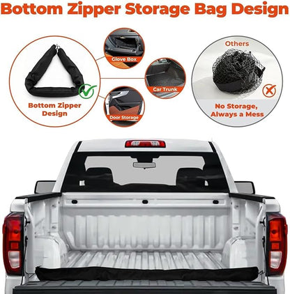 3-Layer Cargo Net for Honda Ridgeline 2017-2026, Zoned Storage Truck Bed Net with Foldable Zippered Bottom Bag, Heavy-Duty Cargo Organizer Netting for Camping, Trips & Everyday Use