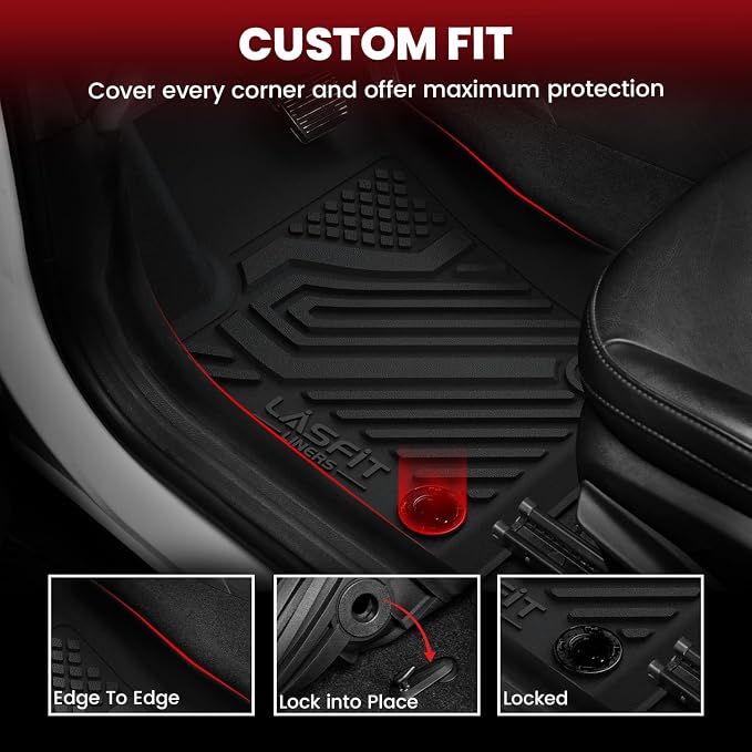 LASFIT Floor Mats for Jeep Compass 2026 2025 2024 2023 2022 2021 2020 2019 2018 2017, All Weather TPE Custom Fit Floor Liners Cargo Mat Trunk Liner Full Set 4 PCS Accessories for Compass Black