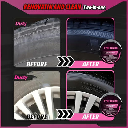 Wheel Shine,120g Tyre Coating Black Wax with Sponge - Tire Coating | for Long-Lasting Bright Luster Looking like New Truck Motorcycle Rv Protection Blackening