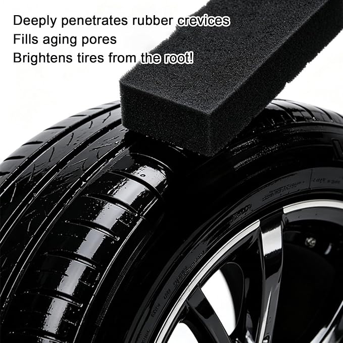 Tire Coating Liquid, Wheel Shining Formula, 100ml Bottle with Soft Sponge, Premium Protective Gloss, Restorative Solution with Blackening Effect, Vehicle Maintenance for New Look