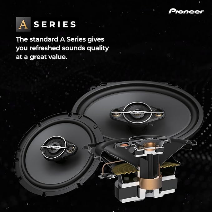 Pioneer A-Series Standard TS-A6881F 6” x 8” 4-Way Speakers (Pair) – 350W Max, Balanced Sound + Smooth Treble, Enhanced Bass, Great Stock Replacement