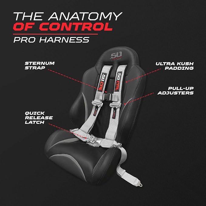 1pc 4 Point Harness for Bucket Seat, Push Release, 10 Color Options, Racing Harness, Race Car, Off Road, UTV, RZR [6008A4]