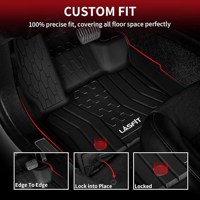 LASFIT Floor Mats for 2020-2017 Ford Fusion & Lincoln MKZ, Custom Fit Full Coverage All Weather TPE Floor Liners, Front & Rear Rows, Black