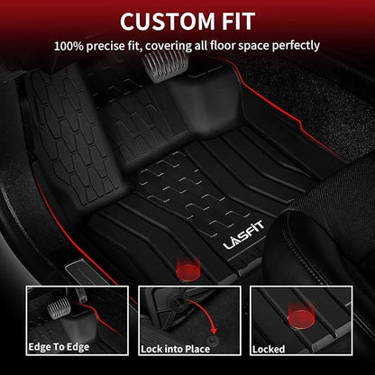 LASFIT Floor Mats for 2020-2017 Ford Fusion & Lincoln MKZ, Custom Fit Full Coverage All Weather TPE Floor Liners, Front & Rear Rows, Black