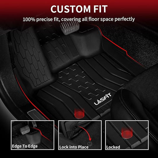 LASFIT Floor Mats for 2020-2017 Ford Fusion & Lincoln MKZ, Custom Fit Full Coverage All Weather TPE Floor Liners, Front & Rear Rows, Black