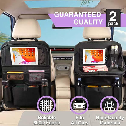 Car BackSeat Organizer,2 Pack for Kids Car Organizer Kick Mats Kick Mats Back Seat Protector with Touch Screen Tablet Holder, for Kids, Car Travel Accessories, (2PACK)