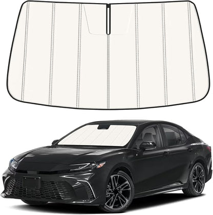Windshield Sun Shade for Toyota Camry 2025-2026, Front Window Visor Accessories, Folding Design Blocks Heat & UV Rays Maintain Cool Interior and Save Space