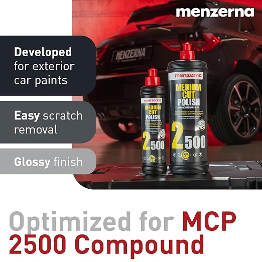 MENZERNA 6 Inch Polishing Pad Medium Cut for Medium Fine Polishing I Body Repair & Detailing Pads with Safety Edge & Velcro Attachment I Washable & Long Lasting I with Hole for Anti Heat Build-Up