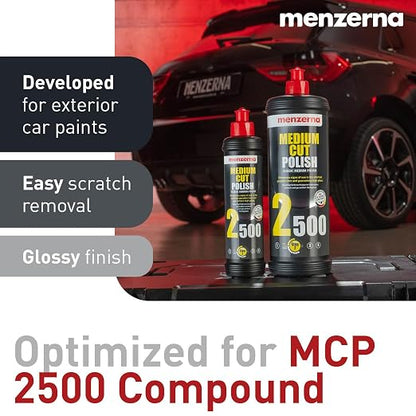 MENZERNA 6 Inch Polishing Pad Medium Cut for Medium Fine Polishing I Body Repair & Detailing Pads with Safety Edge & Velcro Attachment I Washable & Long Lasting I with Hole for Anti Heat Build-Up