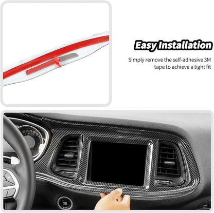 JeCar for Challenger Carbon Fiber Interior Center Console Trim Kit Fit for 2015-2023 Dodge Challenger Interior Accessories