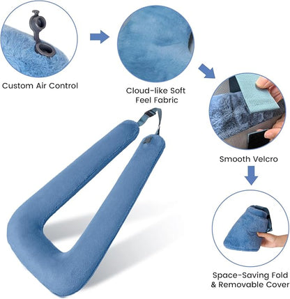 Keemall Car Pillow for Kids, Professional Kids Car Pillow for Sleeping Inflatable Carseat Travel - Safe, Reliable - Travel Pillows for Kid Adult Car Seats Blue