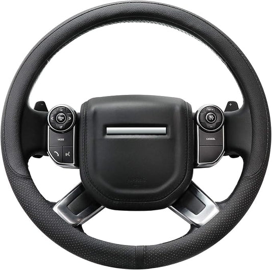 COFIT Breathable Car Steering Wheel Cover 16 inch Auto Universal Leather Wrap Non-Slip Steeringwheel Protector Automotive Interior Accessories, Black (Suit for 15 1/2-16 inch)