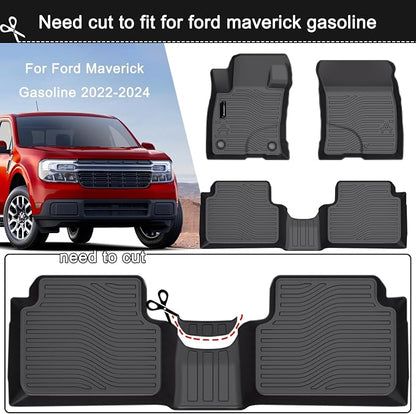 Auxko All Weather Floor Mats for Ford Maverick Gasoline 2022-2025 2026 & Bronco Sport 2021-2026 TPE Liners Maverick Bronco Sport Accessories Set All Season Odorless Anti-Slip Floor Mats