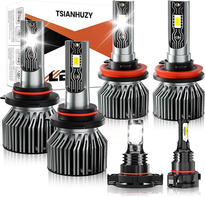 Fit for 2013-2022 Chevrolet Colorado Driving light bulbs, 700% Hi/Lo Beam Fog Lights Bulbs Combo，6500K White, 44000LM Powersports Bulbs with Fan,Plug and play，6PCS