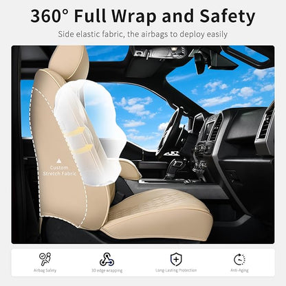 Huidasource Tacoma Front & Rear Full Set Seat Covers Fit for Toyota Tacoma 2016-2023 Double & Crew Cab SR SR5 Limited TRD Sport/Pro/Off Road, Automotive Car Seat Cushion Cover (Full Set/Beige)