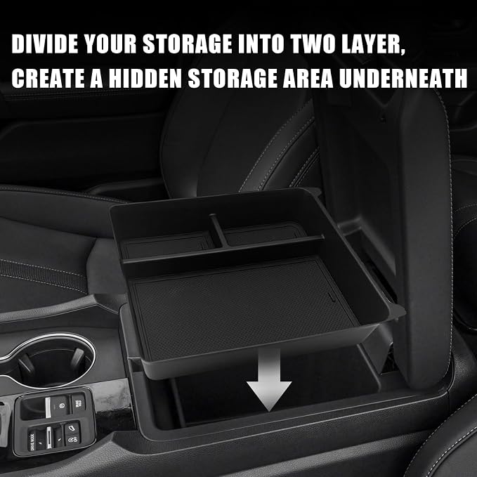 Muslogy Center Console Organizer Compatible with 2023-2026 Honda Pilot Accessories, 2024 2026 Ridgeline/2024-2026 Passport Center Console Storage Box Divider Inserts Interior ABS Material(Black)