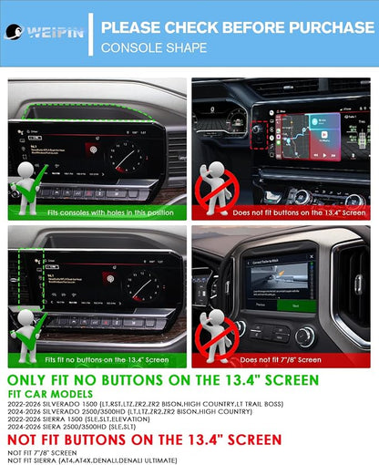 For Center Console Screen Organizer Tray ABS Materials Compatible with 2022–2026 Silverado&Sierra 1500/2024–2026 Silverado 2500HD/3500HD 13.4 Inch Center Console Screen Organizer