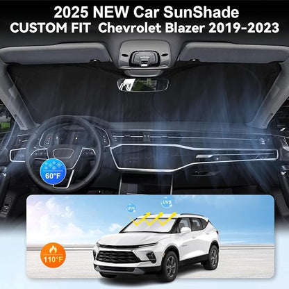 for Chevy Blazer Sunshade Windshield Sun Shade for 2019-2022 2023 2024 2025 2026 Chevrolet Chevy Blazer Accessories Foldable Front Window Shade Sun Visor Cover Blocks UV Rays Keep Your Car Cooler