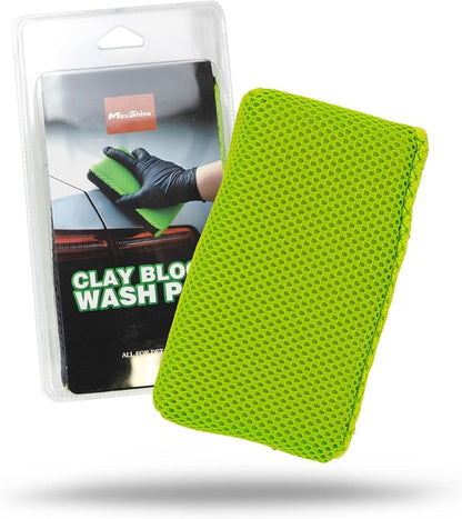 Maxshine Clay Sponge Block Wash Pad – Reusable Clay Bar Alternative with Microfiber Side, Removes Overspray, Brake Dust & Industrial Fallout, Safe Paint Decontamination Tool for Auto Detailing