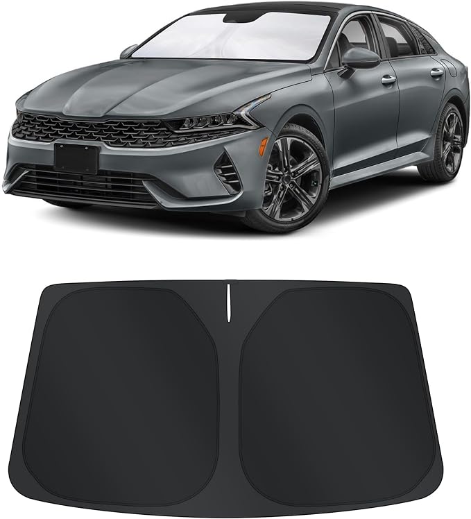 TINGLU Sun Shade for Hyundai Sonata 2021-2024 2025 2026 Kia K5/2020-2026 Accessories Windshield Sun Shade Window Shade UV Rays Protection Sun Visor Cover with Steering Wheel Sunshade Storage Bag