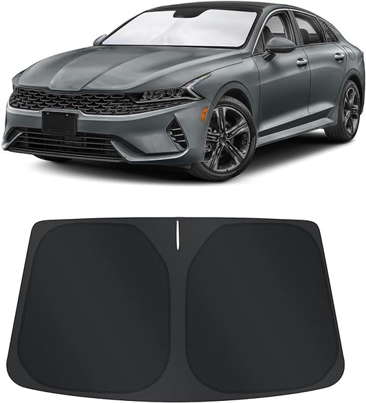 TINGLU Sun Shade for Hyundai Sonata 2021-2024 2025 2026 Kia K5/2020-2026 Accessories Windshield Sun Shade Window Shade UV Rays Protection Sun Visor Cover with Steering Wheel Sunshade Storage Bag