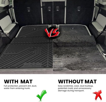 LASFIT Trunk Mat & Backrest Mats for Rivian R1S 2024 2023 2022, All Weather TPE Custom Fit Cargo Liner for R1S Cargo Mat, Black, Easy to Clean