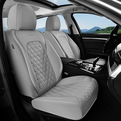 Coverado Front Seat Covers, Waterproof Nappa Leather Dust-Proof Protectors, Universal Fit for Most Vehicles, Anti-Scratch Seat Covers for Sedans, SUVs, Pickup Trucks – Gray