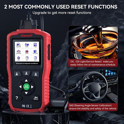iCarsoft OBD2 Scanner POR V1.0 for Porsche/Cayenne/Macan/911, All System Diagnostic Tool Oil/SAS Reset Battery Test 10 OBD2/EOBD Modes CAN Car Scan Code Reader/DTC/Live Data/Freeze Frame