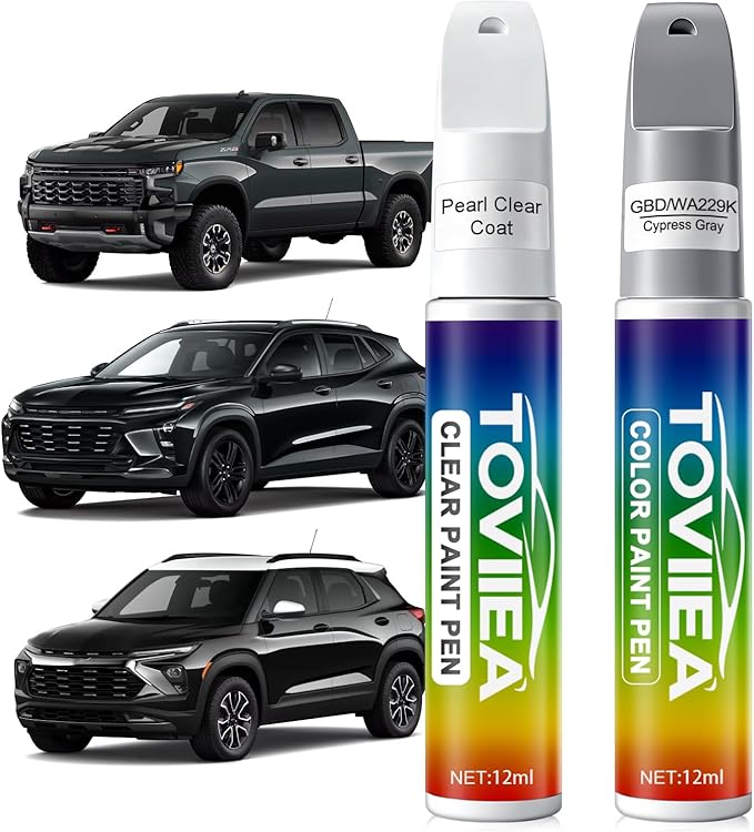 Cypress Gray(GBD/WA229K) Touch Up Paint Compatible with Chevrolet,2-In-1 Car Scratch Remover Pen,Car Paint Scratch Repair Kit for Scratches,Chips & Nicks,2-PCS SET