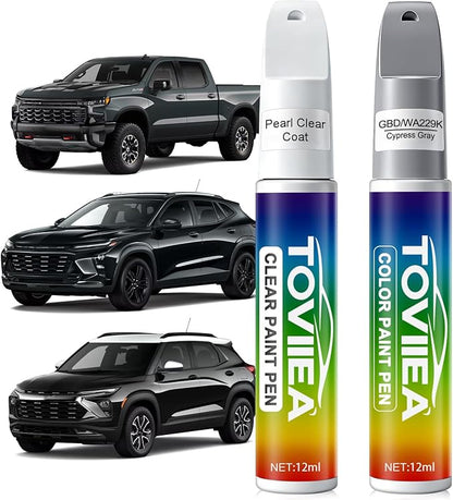 Cypress Gray(GBD/WA229K) Touch Up Paint Compatible with Chevrolet,2-In-1 Car Scratch Remover Pen,Car Paint Scratch Repair Kit for Scratches,Chips & Nicks,2-PCS SET