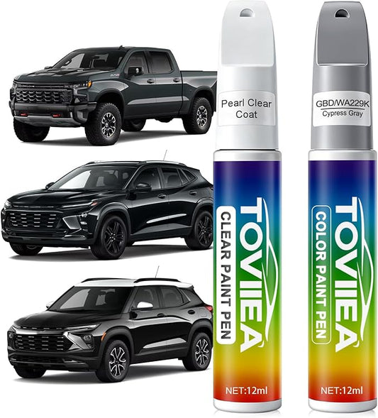 Cypress Gray(GBD/WA229K) Touch Up Paint Compatible with Chevrolet,2-In-1 Car Scratch Remover Pen,Car Paint Scratch Repair Kit for Scratches,Chips & Nicks,2-PCS SET