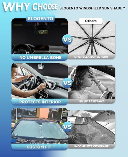 Custom Fit Windshield Sun Shade for VW Passat 2012-2022, Blocks UV & Heat, Front Window Sunshade Accessorie, Easy Fold & Store Keep Your Car Cooler