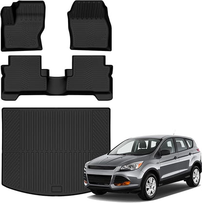 Auxko All Weather Floor Mats Cargo Mat for Ford Escape 2013 2014 2015 2016 2017 2018 2019 All Season TPE Accessories Guard Odorless Anti-Slip Floor Liners Trunk Mat