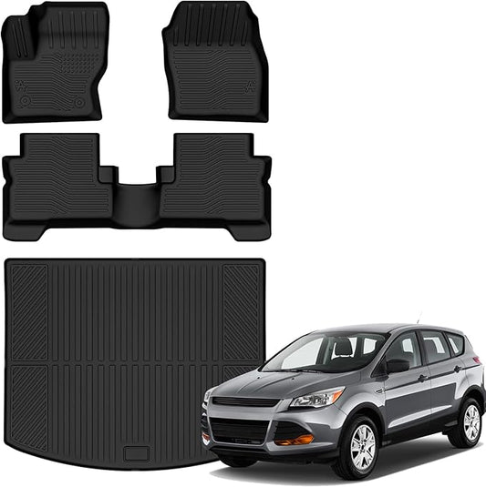 Auxko All Weather Floor Mats Cargo Mat for Ford Escape 2013 2014 2015 2016 2017 2018 2019 All Season TPE Accessories Guard Odorless Anti-Slip Floor Liners Trunk Mat
