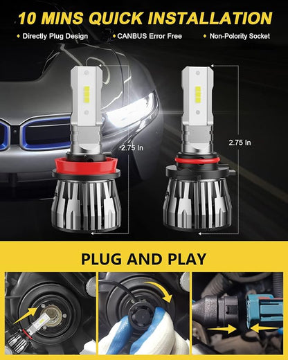 Colorado High Low Beam Bulbs Combo Compatible with Chevrolet Colorado 2015 2016 2017 2018 2019 2020 2021 2022, 4-Pack 6500K Cool White