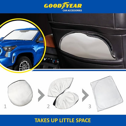 Goodyear Foldable Windshield Sunshade for Toyota Tacoma 2024-2026, Truck car Accessories, Sunshade Cover, Sun Shade Car Windshield, Window Sun Blocker - GY008363