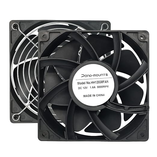 2-Pack 120mm 12V DC 12038 120mm x 38mm 4.72inch High Speed Dual Ball Bearing 4Pin Antminer Fan PWM High CFM Brushless PC Computer CPU Case Ventilation Exhaust Fan with Metal Guard Grill 3000-5000RPM