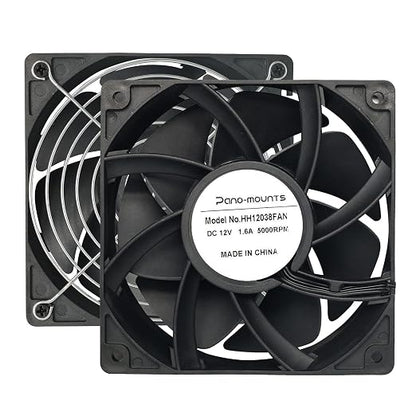 2-Pack 120mm 12V DC 12038 120mm x 38mm 4.72inch High Speed Dual Ball Bearing 4Pin Antminer Fan PWM High CFM Brushless PC Computer CPU Case Ventilation Exhaust Fan with Metal Guard Grill 3000-5000RPM